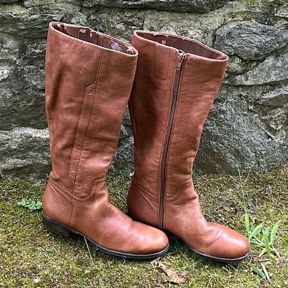 NINE WEST Logano tan leather tall riding boots size 6.5 some wear see photos - Picture 1 of 6